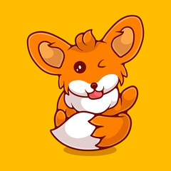 cute fox illustration suitable for mascot sticker and t-shirt design