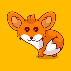 cute fox illustration suitable for mascot sticker and t-shirt design