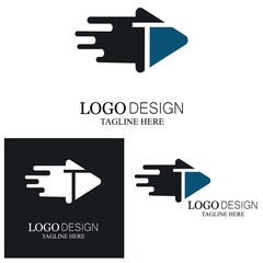 motion triangle play letter s half logo design