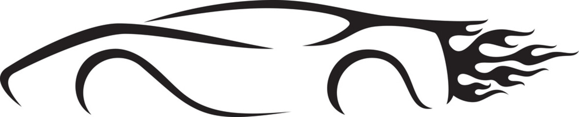 Sport Car with Flame Vector Illustration