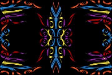 colourful caleidoscope classic gradient flower art pattern of traditional tenun batik ethnic dayak ornament for wallpaper ads background sticker or clothing