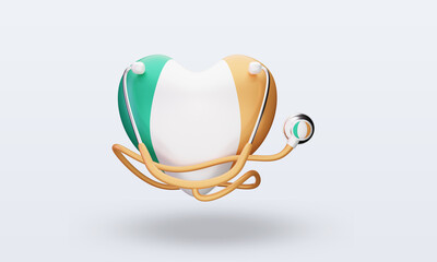 3d world health day Ireland flag rendering front view