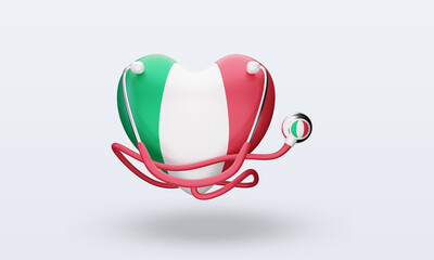 3d world health day Italy flag rendering front view