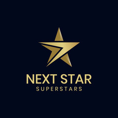 elegant fast star logo element golden color. luxury gold next stars logo design template