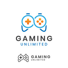 unlimited Play gaming logo. simple Infinity joystick gaming logo design