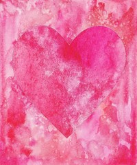 Pink heart abstract watercolor background