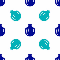 Obraz premium Blue Pomegranate icon isolated seamless pattern on white background. Garnet fruit. Vector