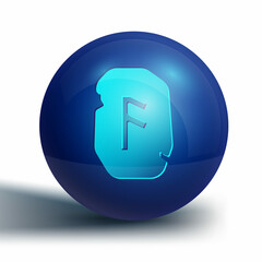 Blue Magic rune icon isolated on white background. Rune stone. Blue circle button. Vector