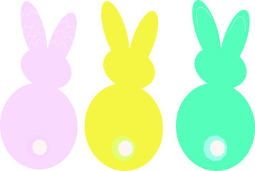 Three Easter bunnies on the white background