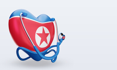 3d world health day North Korea flag rendering left view