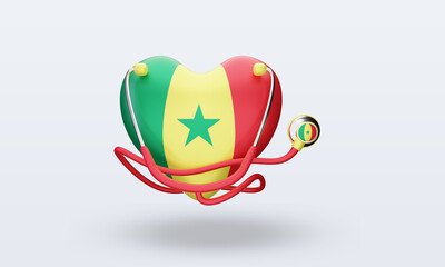 3d world health day Senegal flag rendering front view