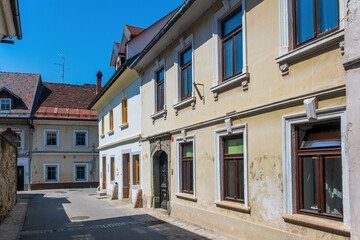 Scenic view of Jenkova street of medieval town of Kranj, Slovenia