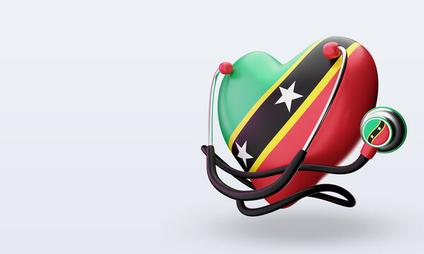 3d world health day St Kitts and Nevis flag rendering right view