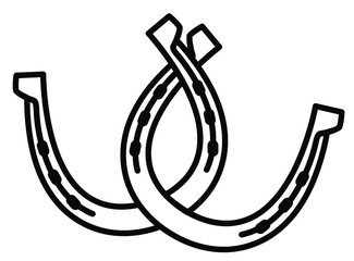 Double Horseshoe. Vector black graphic illustration pair Horseshoes isolated on white for design