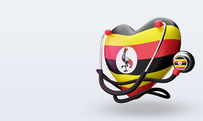 3d world health day Uganda flag rendering right view