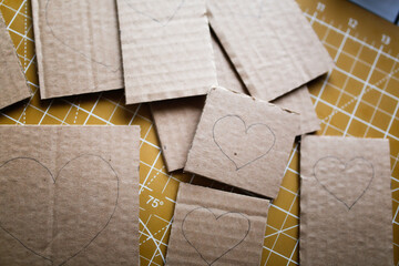 Cardboard crafts. Template with holes for embroidery in the cardboard. Homemade tasks for children
