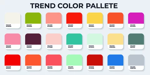 Fotobehang Color Pantone. Trend Colour Guide Palette Catalog Samples in RGB HEX. Neomorphism Vector. color palette for fashion designers, business, and paints colors company © Nico