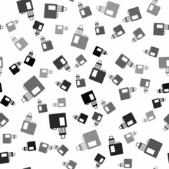 Fototapeta premium Black Vape mod device icon isolated seamless pattern on white background. Vape smoking tool. Vaporizer Device. Vector