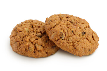 oatmeal cookies with flax, pumpkin and sunflower seeds with clipping path and full depth of field
