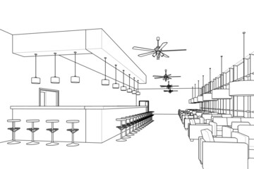 cafe interior sketch
