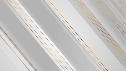Obraz premium Geometric background with abstract grey stripes and bronze lines