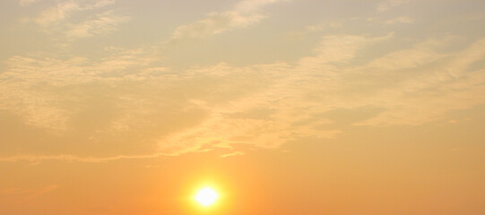 Orange sunrise sky over Angkor Wat jungle