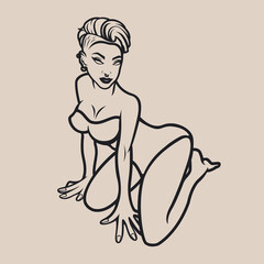 Vector illustration of a girl in punk style on white background.