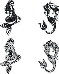 Mermaid, Zentangle, Mandala