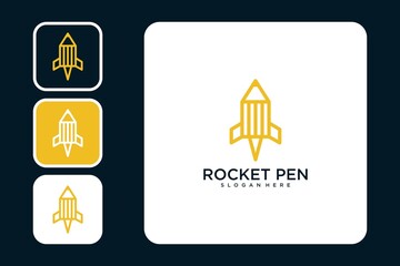 Rocket with pen logo design