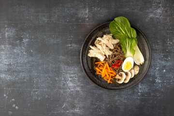 Soba Noodle Ramen with Chicken and Mushrooms