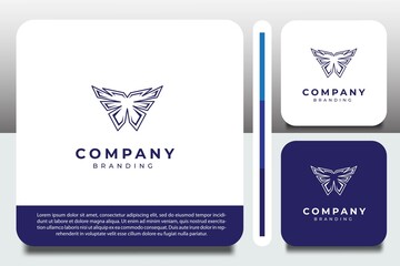 logo design template, with outline butterfly icon