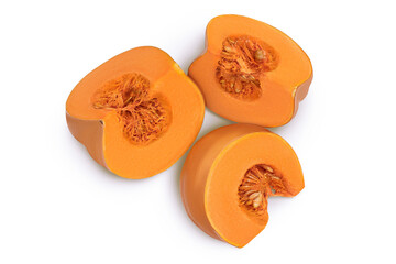 Fresh orange pumpkin isolated on white background with clipping path and full depth of field. Top...