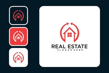 Real estate with arrow modern logo design