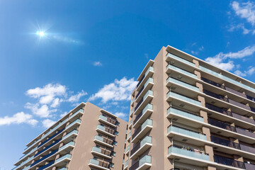 Exterior of high-rise condominium and refreshing blue sky scenery_12