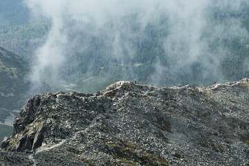 Mountain ridge full of tourists