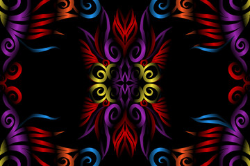 colourful caleidoscope classic gradient flower art pattern of traditional batik ethnic dayak ornament for wallpaper ads background sticker or clothing