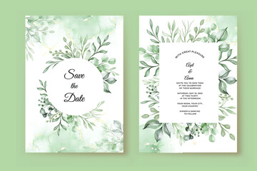 wedding invitation with greenery leaves
