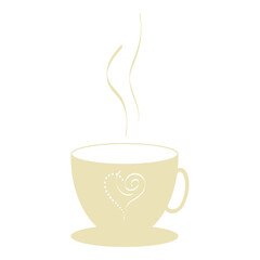 A cup of coffee or tea with heart icon. Vector illustration.
