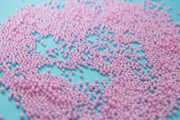 close up of pink and blue yarn