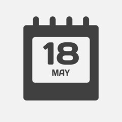 Icon day date 18 May, template calendar page