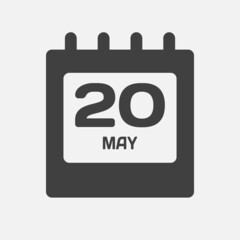 Icon day date 20 May, template calendar page