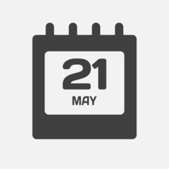 Icon day date 21 May, template calendar page