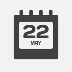Icon day date 22 May, template calendar page