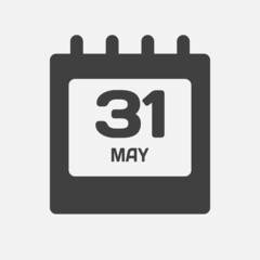 Icon day date 31 May, template calendar page