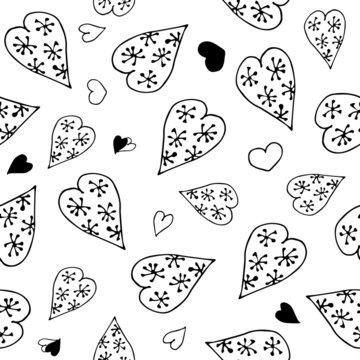 Seamless pattern with hearts. Illustration of hearts with a picture for Valentine s Day