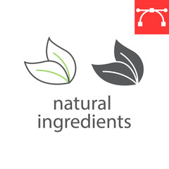 Obraz premium Natural ingredients line and glyph icon, ecological and environmental, leaf vector icon, vector graphics, editable stroke outline sign, eps 10.