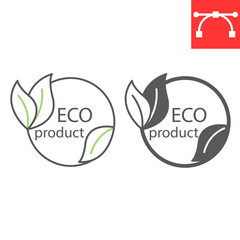 ECO product line and glyph icon, healthy and eco friendly, eco product vector icon, vector graphics, editable stroke outline sign, eps 10.