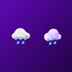 3d realistic rain cloud vector illustration. weather icon