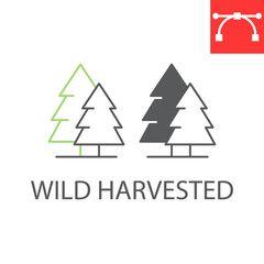 Wild harvested line and glyph icon, pine tree and nature, forest vector icon, vector graphics, editable stroke outline sign, eps 10.