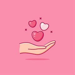 hand gesture giving love vector cartoon icon illustration